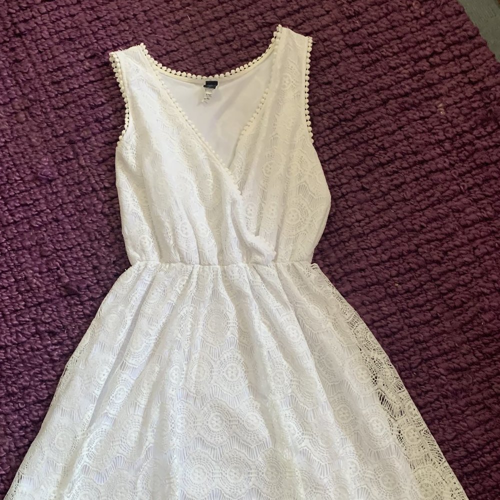 White eyelet sleeveless dress